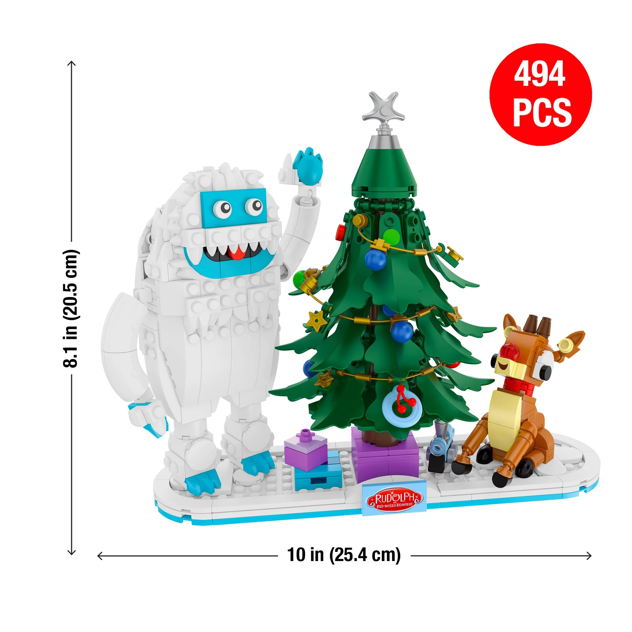 Brickcraft Rudolph The Red-Nosed Reindeer Bumble and Rudolph Christmas Tree Building Bricks Set, 494 Pieces, Holiday Collectible Display - Image 4