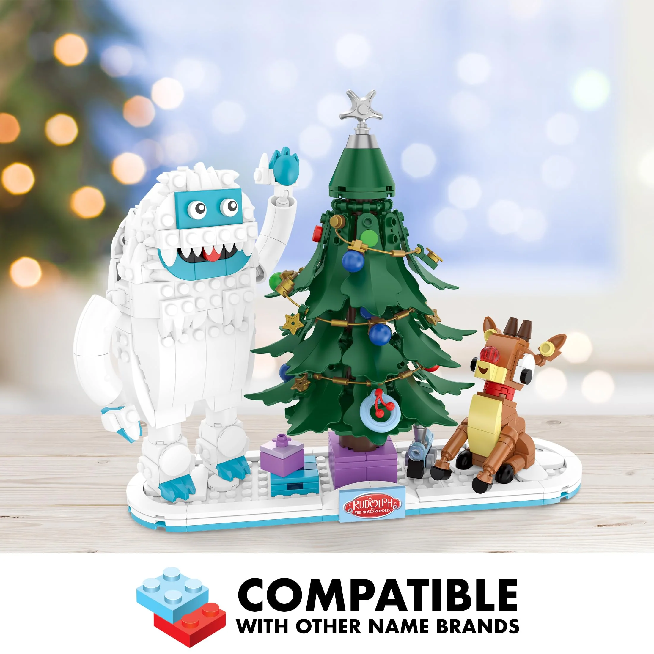 Brickcraft Rudolph The Red-Nosed Reindeer Bumble and Rudolph Christmas Tree Building Bricks Set, 494 Pieces, Holiday Collectible Display - Image 7