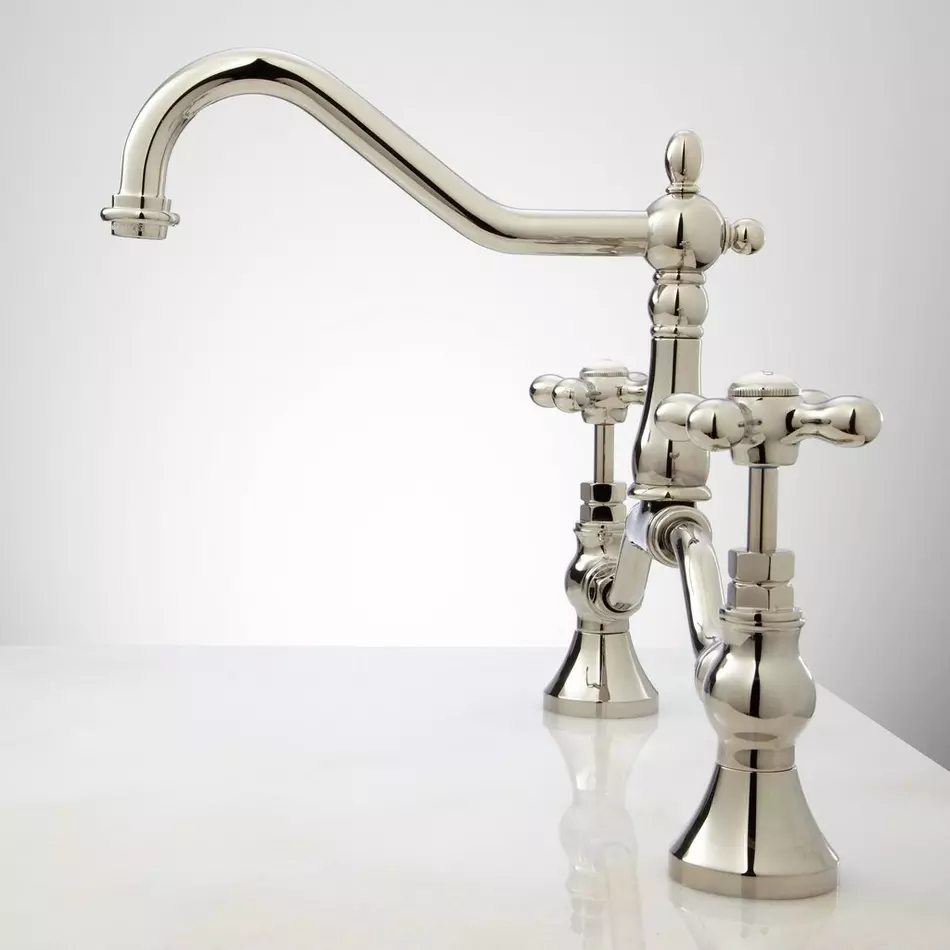 Signature Hardware SH449720PN Elnora Bridge Bathroom Faucet, Polished Nickel - Cross Handles - Image 2