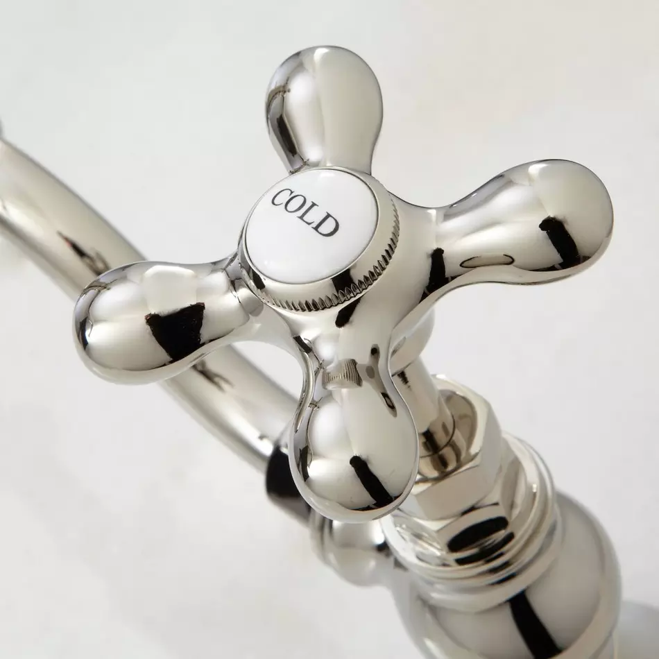Signature Hardware SH449720PN Elnora Bridge Bathroom Faucet, Polished Nickel - Cross Handles - Image 3