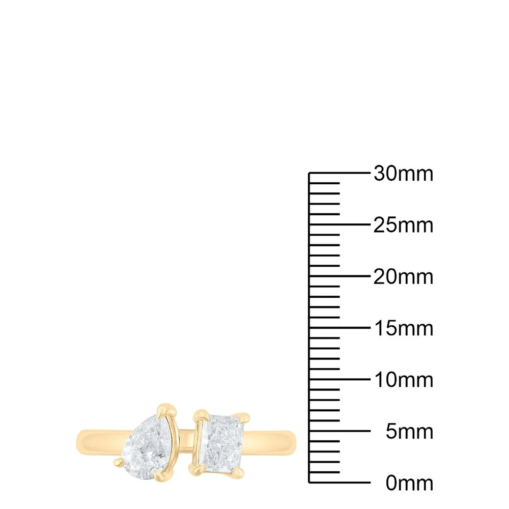 Brilliance Fine Jewelry AAR03218H-SYGD7 1 Carat T.W. Lab Grown Diamond Women 2 Stone Ring in 14KT Gold Plated Silver - Image 5