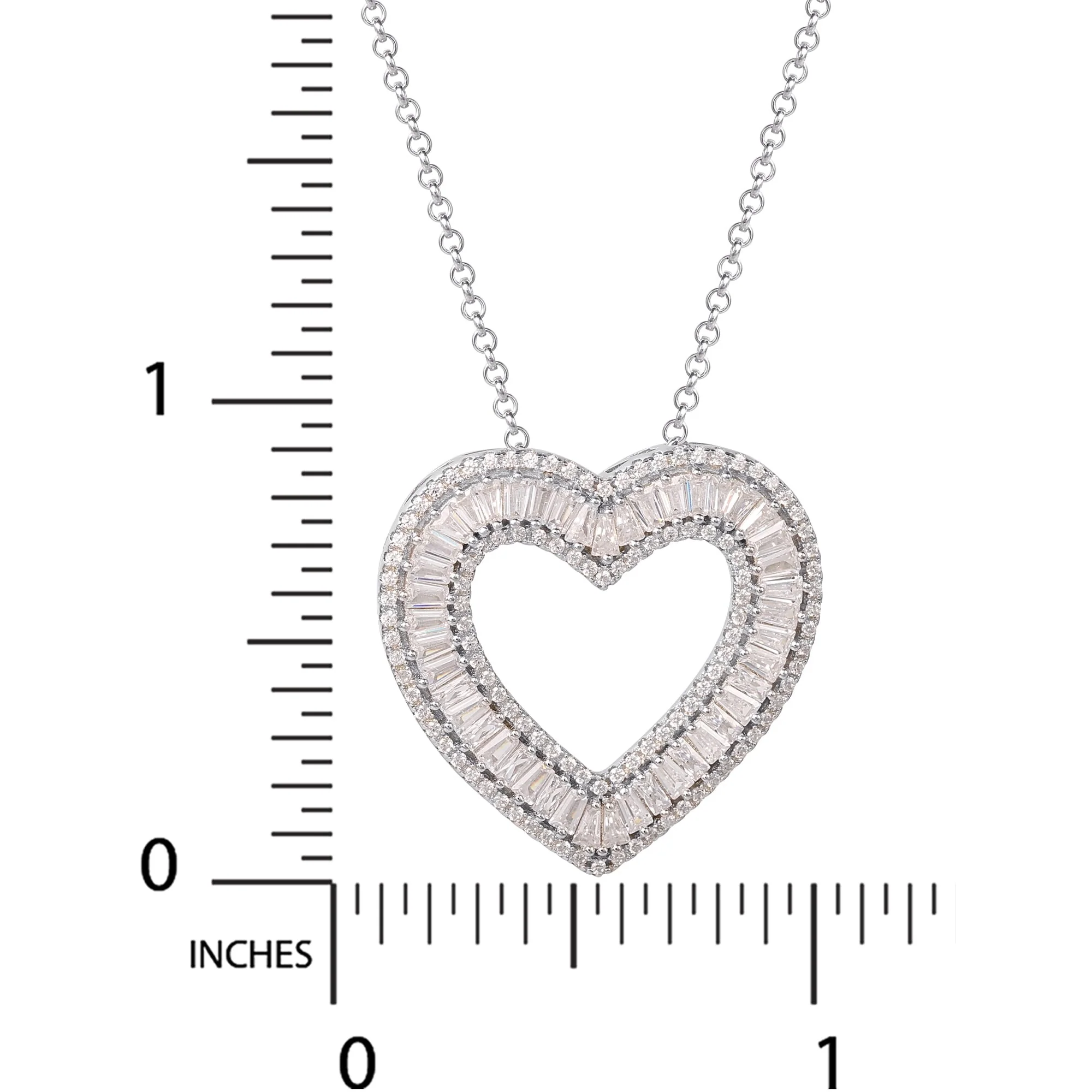 Brilliance Fine Jewelry C902622RZW-B.WT Sterling Silver Simulated Diamond Heart Pendant, 18" Chain - Image 3