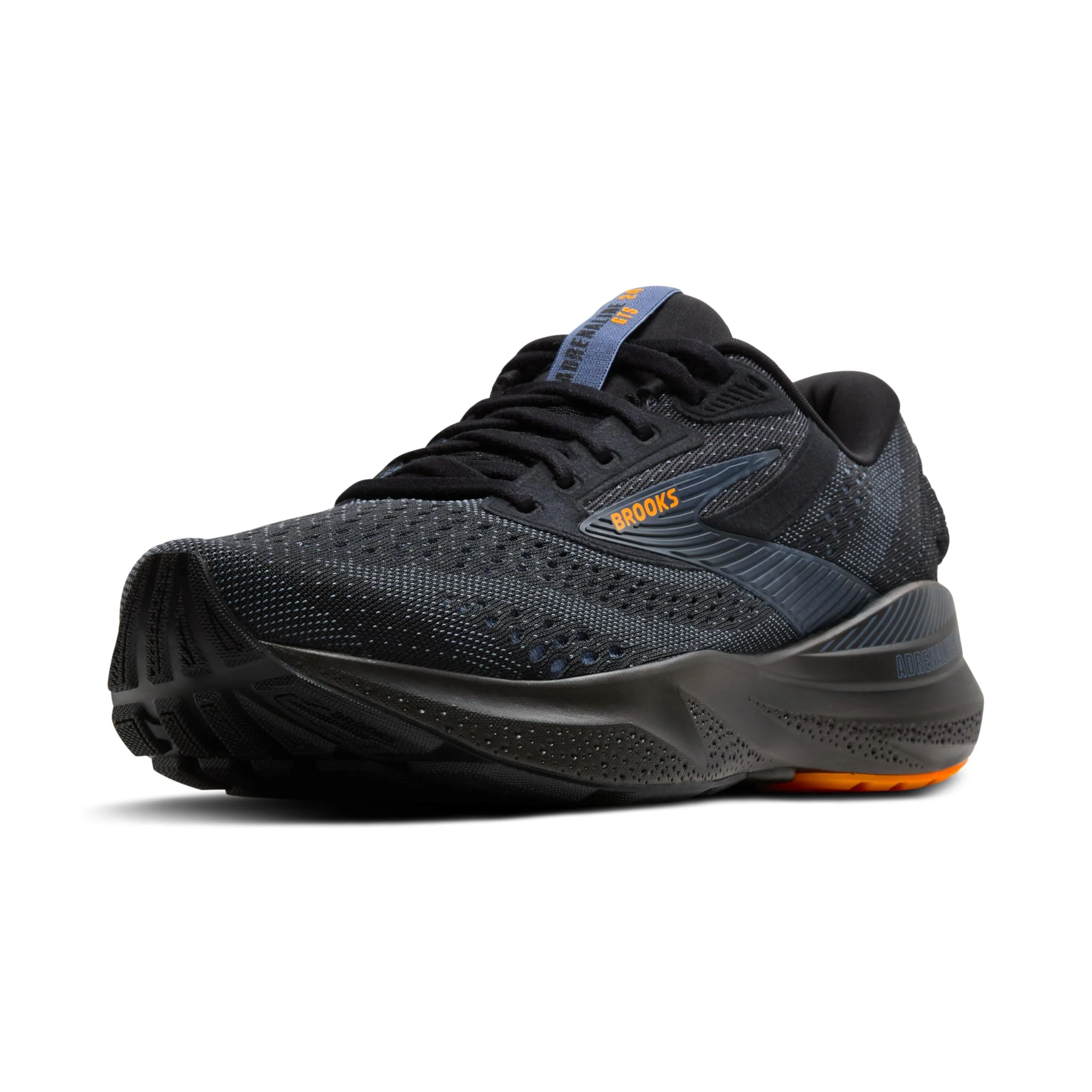 Brooks Adrenaline GTS 24 Men's Running Shoes, Supportive Stability, Black/Country Blue/Orange, Size 9.5 Medium, 110437-76