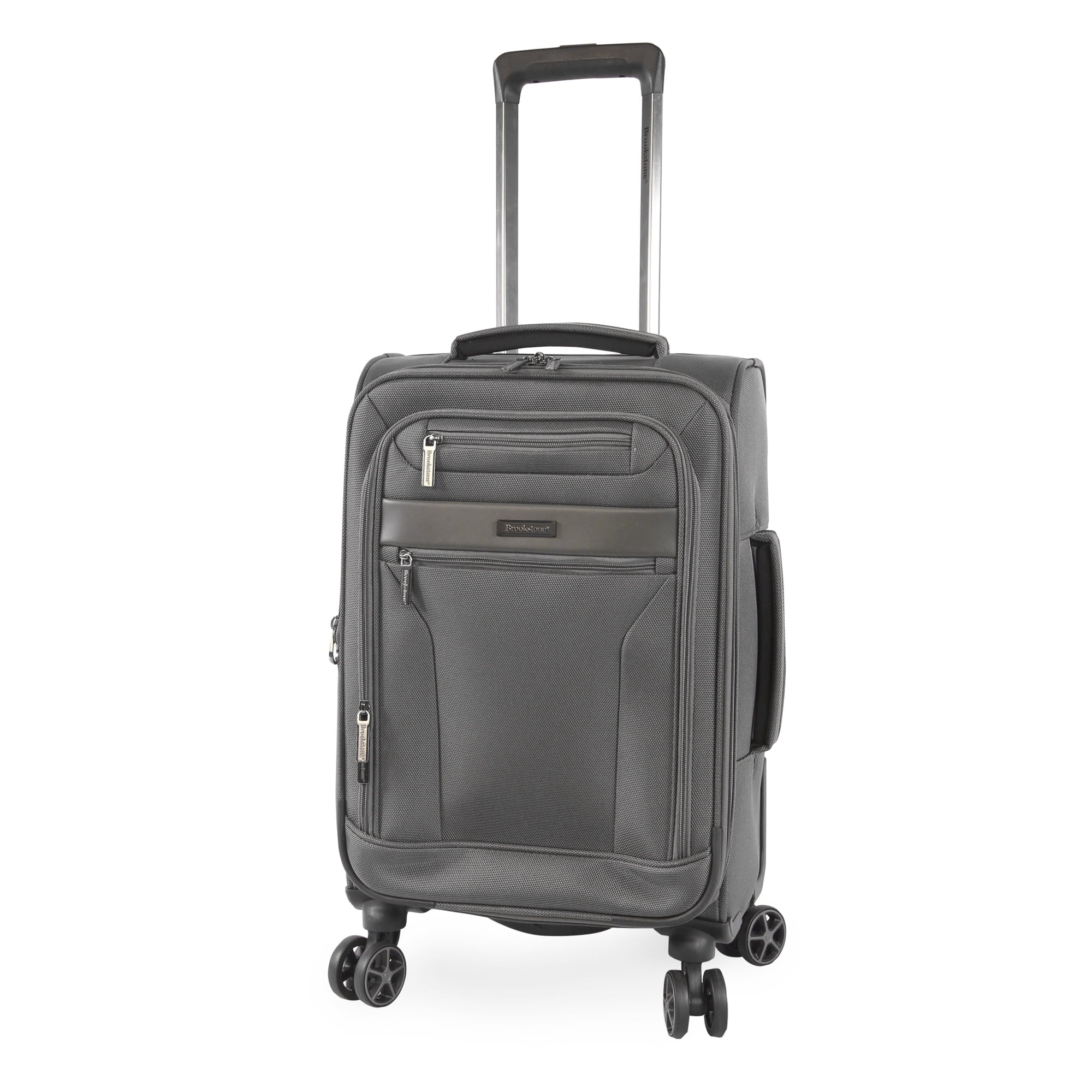 Brookstone Harbour 22 Softside Carry-on Expandable Spinner Luggage with Removable Toiletry Pouch, Dark Charcoal