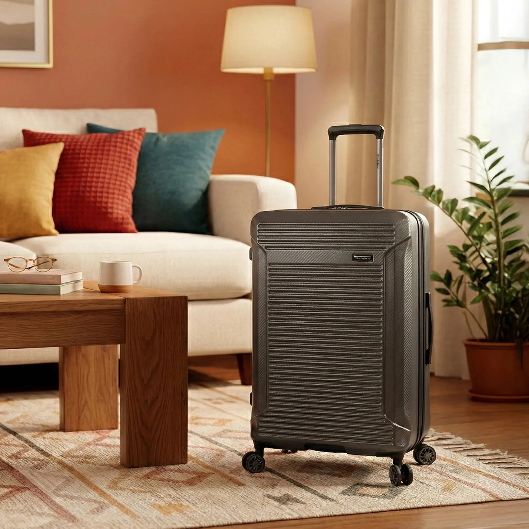 Brookstone Neuer 29" Hardside Checked Spinner Luggage - Charcoal - Image 3