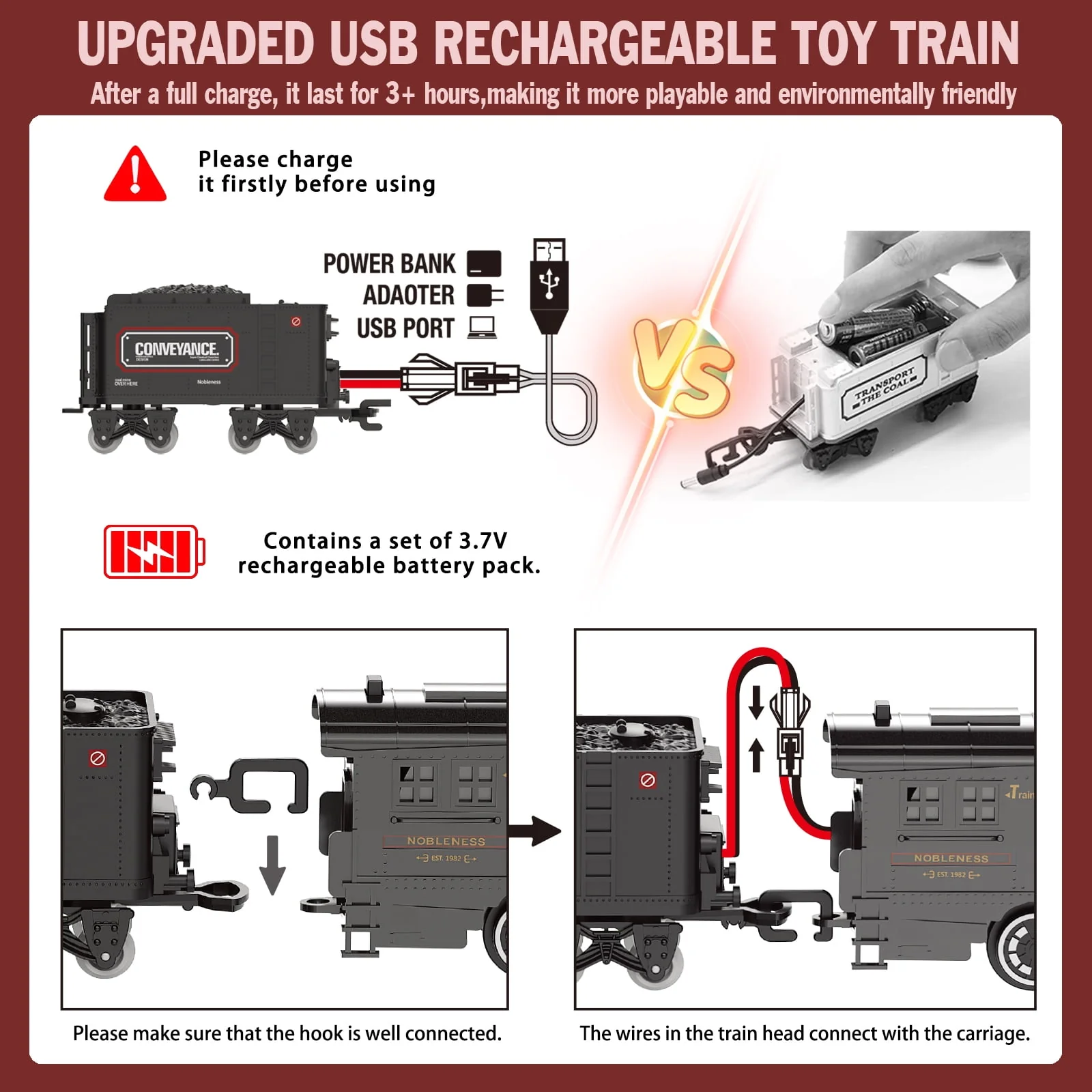 BUBUQE Kids Metal Alloy Christmas Train Toys Steam Locomotive - Image 6