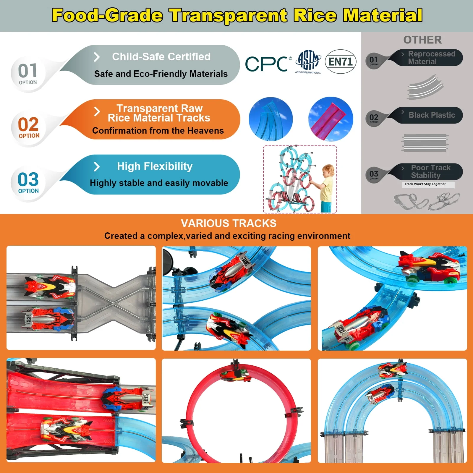 BUBUQE Slot Car Race Track Sets Dual-Player Electric RC Cars for Boys Kids 6-12 Vehicle Playsets - Image 3