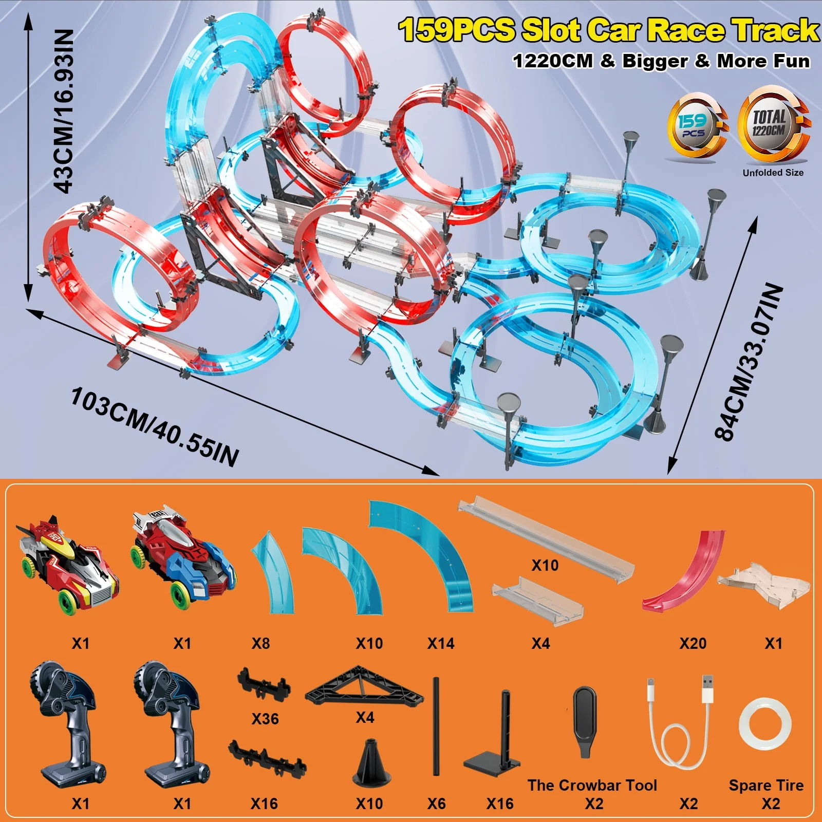 BUBUQE Slot Car Race Track Sets Dual-Player Electric RC Cars for Boys Kids 6-12 Vehicle Playsets - Image 5