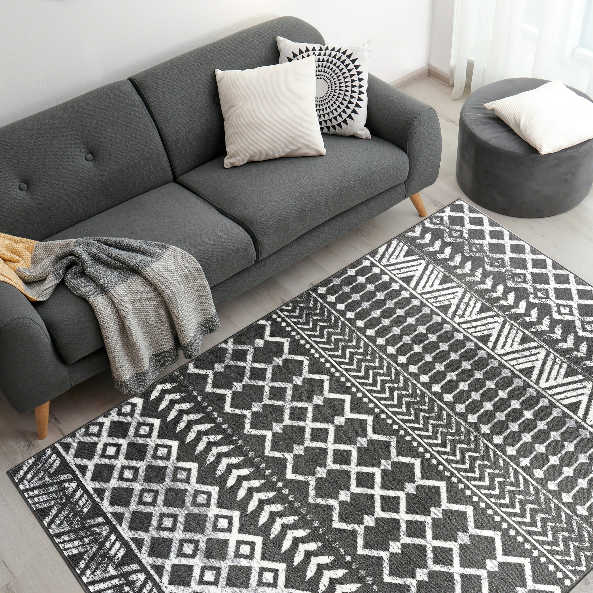 CAMILSON CRY1001-DGRY-8x10 Crystal Dark Grey Area Rug 7'10"x10' Boho - Image 5