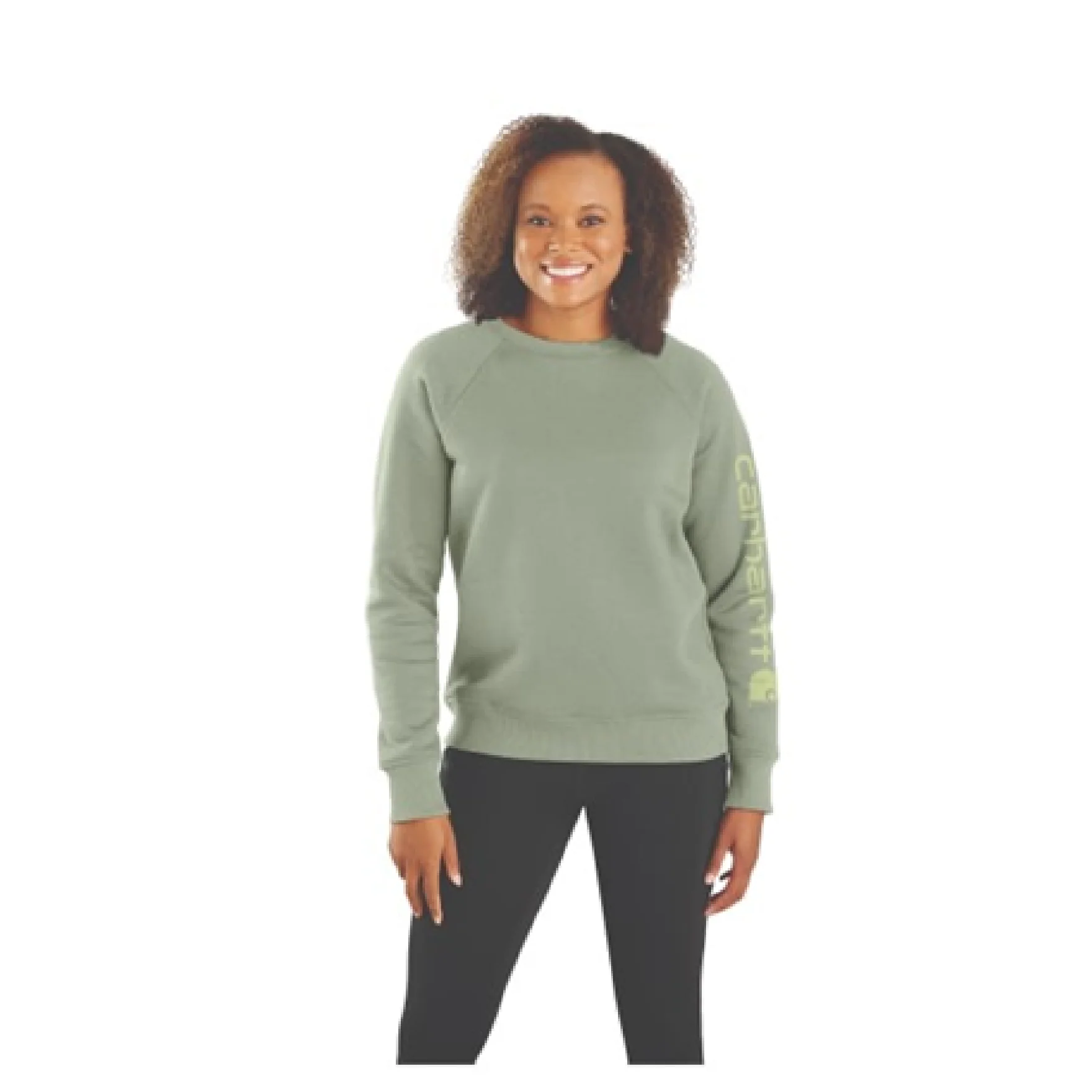 Carhartt 106718-Gi8 Relaxed-Fit Midweight Sleeve Graphic Crew-Neck Sweatshirt for Ladies - Sage Heather - L