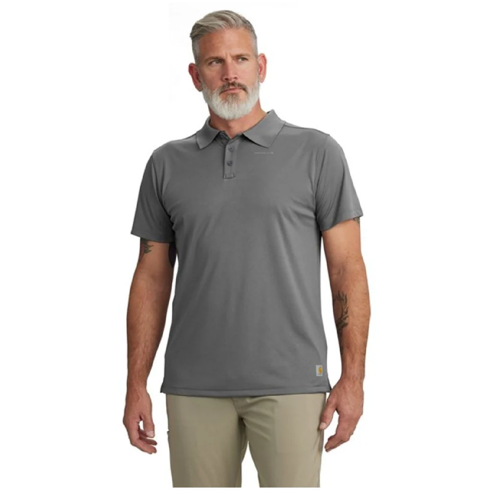 Carhartt 106901-Stl Force Sun Defender Relaxed-Fit Lightweight Short-Sleeve Polo for Men - Steel - 4XL