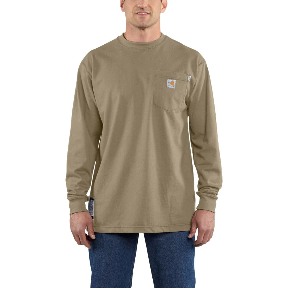 Carhartt Cotton Long-Sleeve T-Shirt for Men - Khaki - S