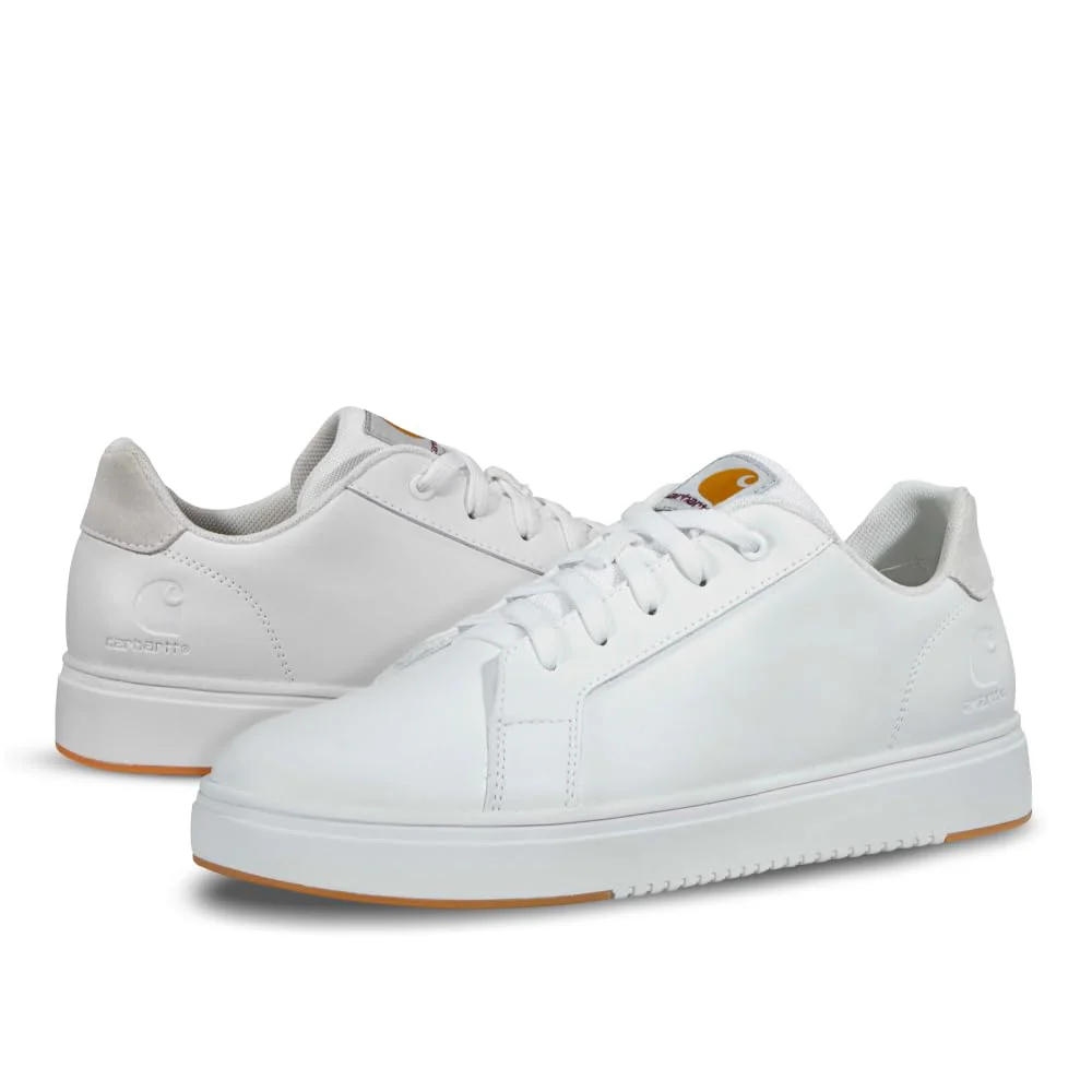 Carhartt Detroit Leather Men's Athletic Work Shoes, Wide Toe Box, Slip-Resistant Outsole, Electrical Hazard Protection, White, Size 11.5M, FC2120-M