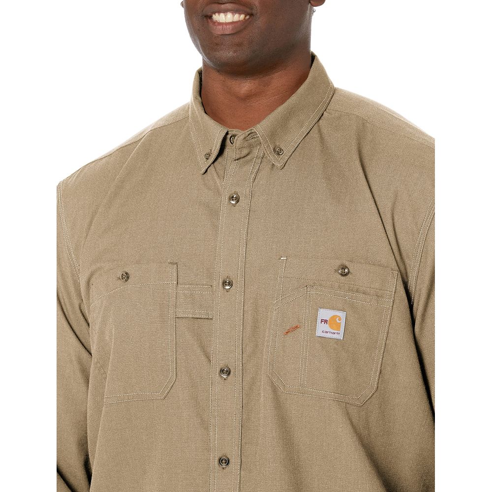 Carhartt Force Button-Front Long-Sleeve Shirt for Men, 3XLT, Dark Khaki - Machine Washable - Image 2