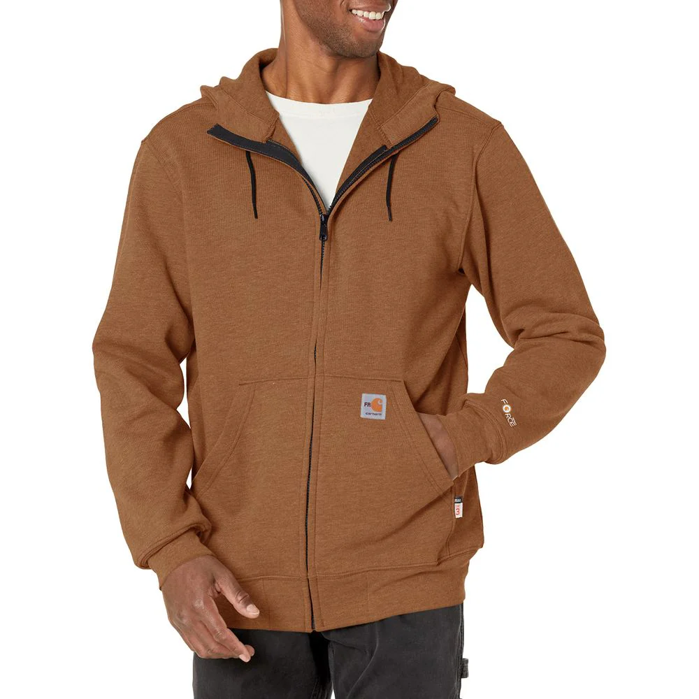 Carhartt Flame-Resistant Force Loose Fit Midweight Hooded Zip Front Sweatshirt, Brown, 3XL 104982 - Image 4