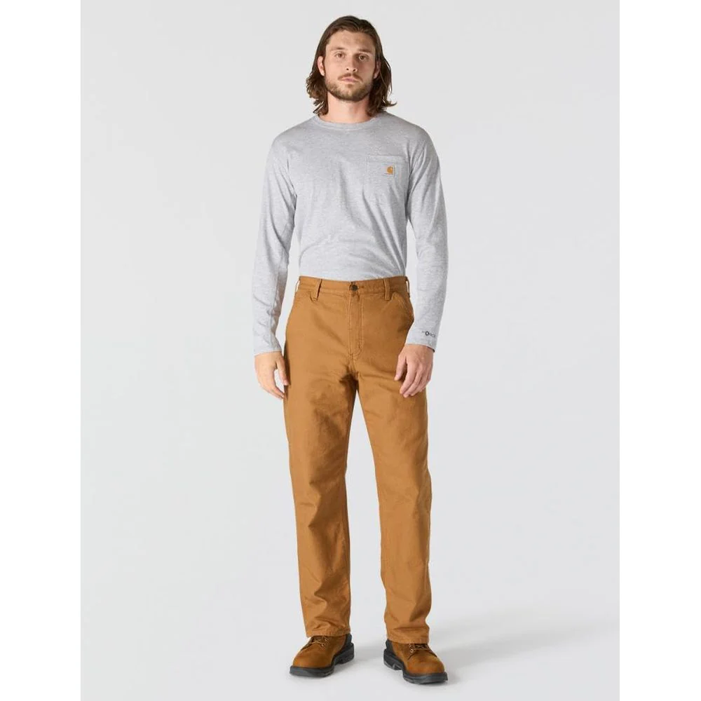 Carhartt Flannel-Lined Duck Dungarees for Men - Carhartt Brown - 29x32 - Image 5