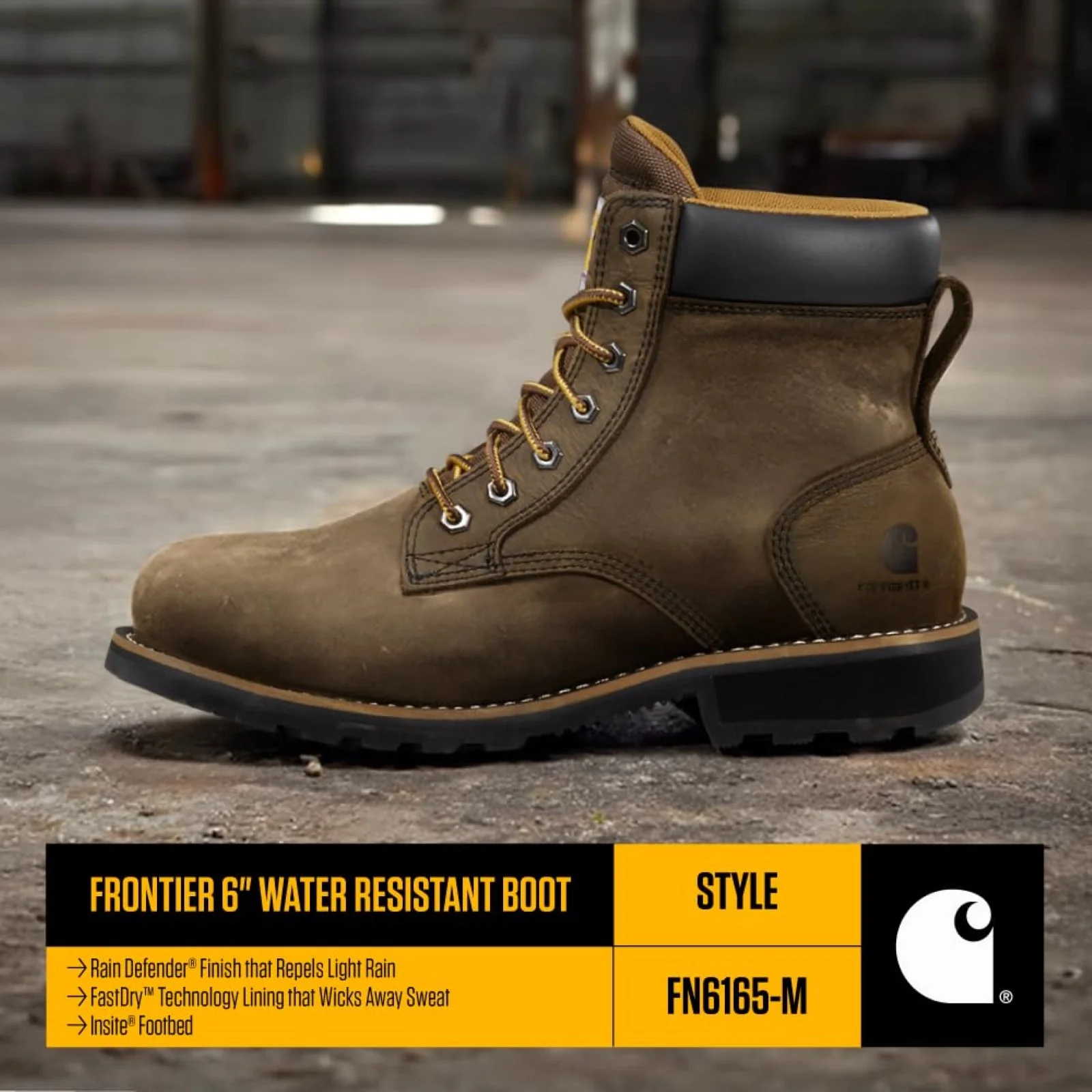 Carhartt FN6165-M Frontier 6" Water-Resistant Work Boots for Men, Size: 12W, Mossy Brown Leather - Image 3