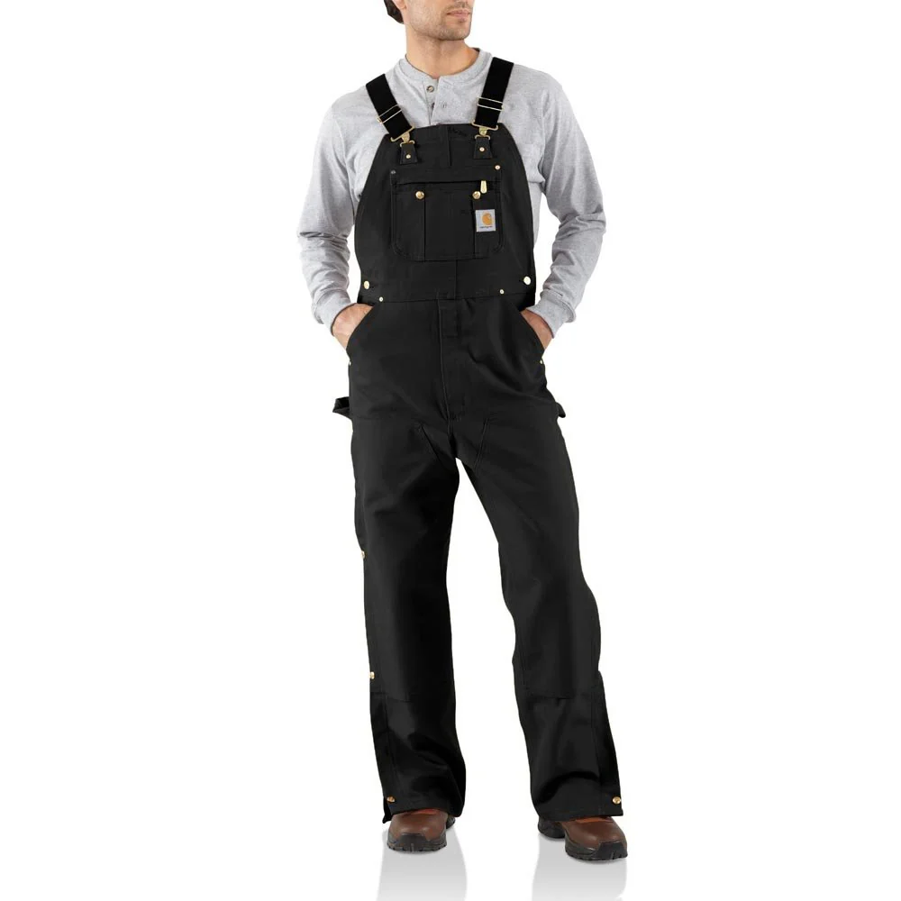 Carhartt Loose Fit Firm Duck Bib Overall, Heavyweight 12-oz Cotton Canvas, Black, 30W x 34L, Adjustable Suspenders, Multiple Tool Pockets, 106671