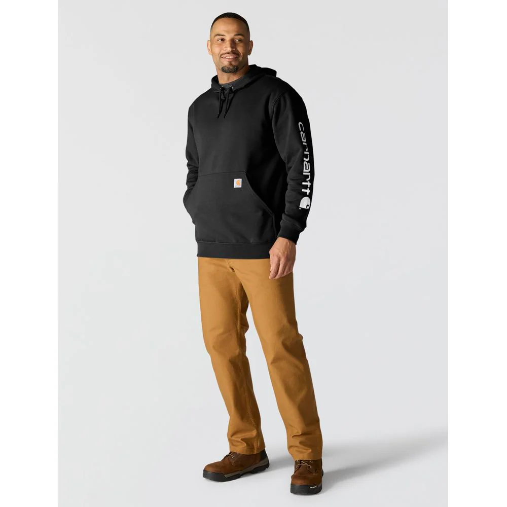 Carhartt Loose-Fit Midweight Logo Long-Sleeve Hoodie for Men - Black - 3XLT - Image 3