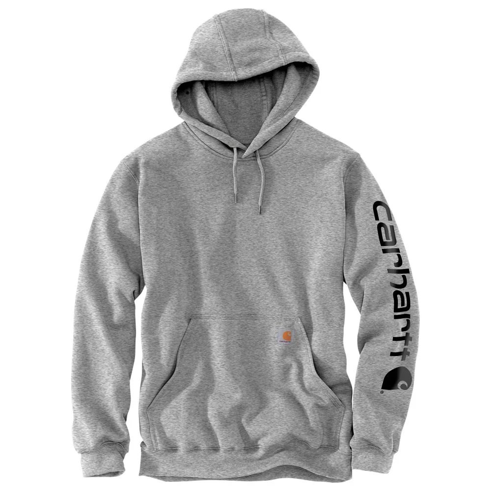 Carhartt Loose-Fit Midweight Logo Long-Sleeve Hoodie for Men - Heather Gray - L