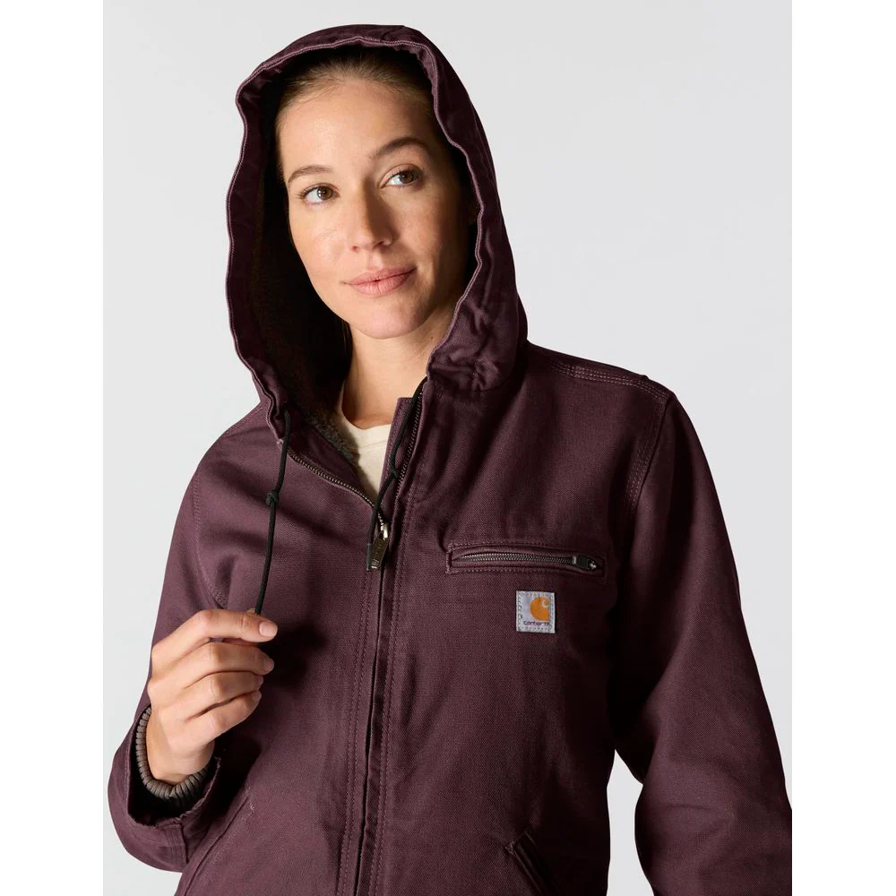 Carhartt Loose-Fit Washed Duck Sherpa-Lined Jacket for Ladies - Blackberry - M - Image 3