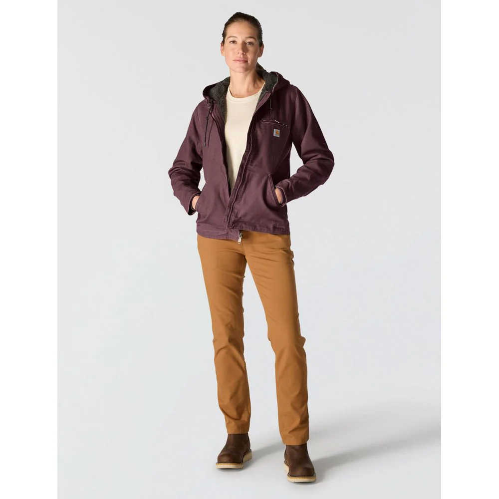Carhartt Loose-Fit Washed Duck Sherpa-Lined Jacket for Ladies - Blackberry - M - Image 4