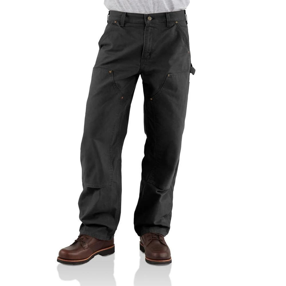 Carhartt Mens Loose Straight Washed Duck Double-Front Work Utility Pants, Black, 30W x 30L, B136