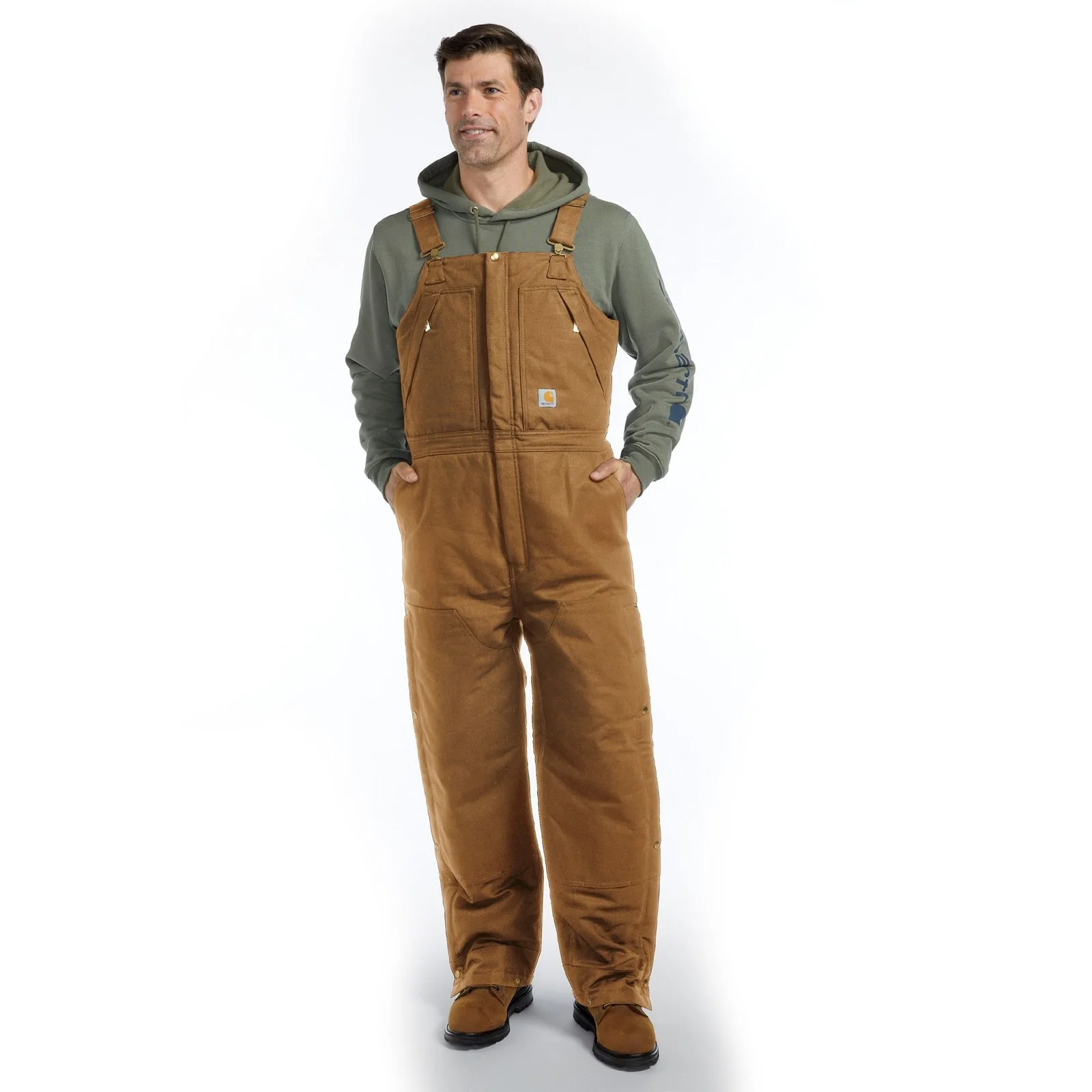 Carhartt Men's Loose Fit Firm Duck Insulated Bib Overalls with Arctic Weight Insulation, CORDURA Reinforced Kick Panels, Carhartt Brown, 4XL Tall, 106682 - Image 3