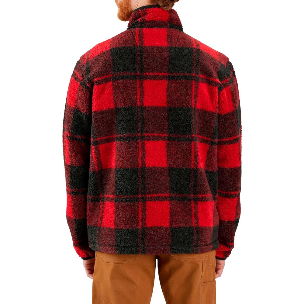 Carhartt Loose-Fit Quarter-Zip Fleece Pullover for Men - Crabapple/Black Plaid - M - Image 4