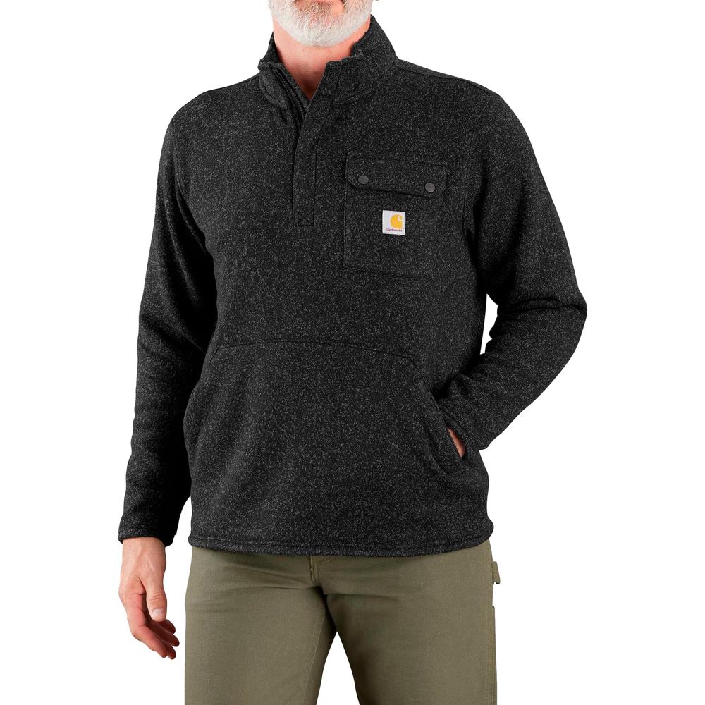 Carhartt Men's Relaxed Fit Midweight Quarter-Zip Fleece Sweater with Sherpa-Lined Mock Neck, Left-Chest Snap Pocket, Black, 3XL, 106378-N04 - Image 2
