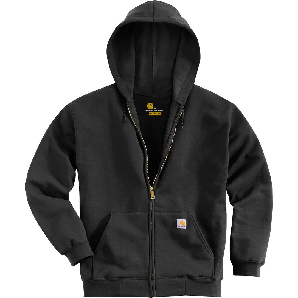 Carhartt Midweight Full-Zip Long-Sleeve Hooded Sweatshirt for Men - Black - M
