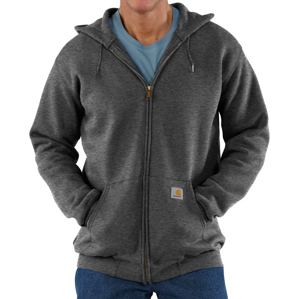 Carhartt Midweight Full-Zip Long-Sleeve Hooded Sweatshirt for Men - Carbon Heather - XS