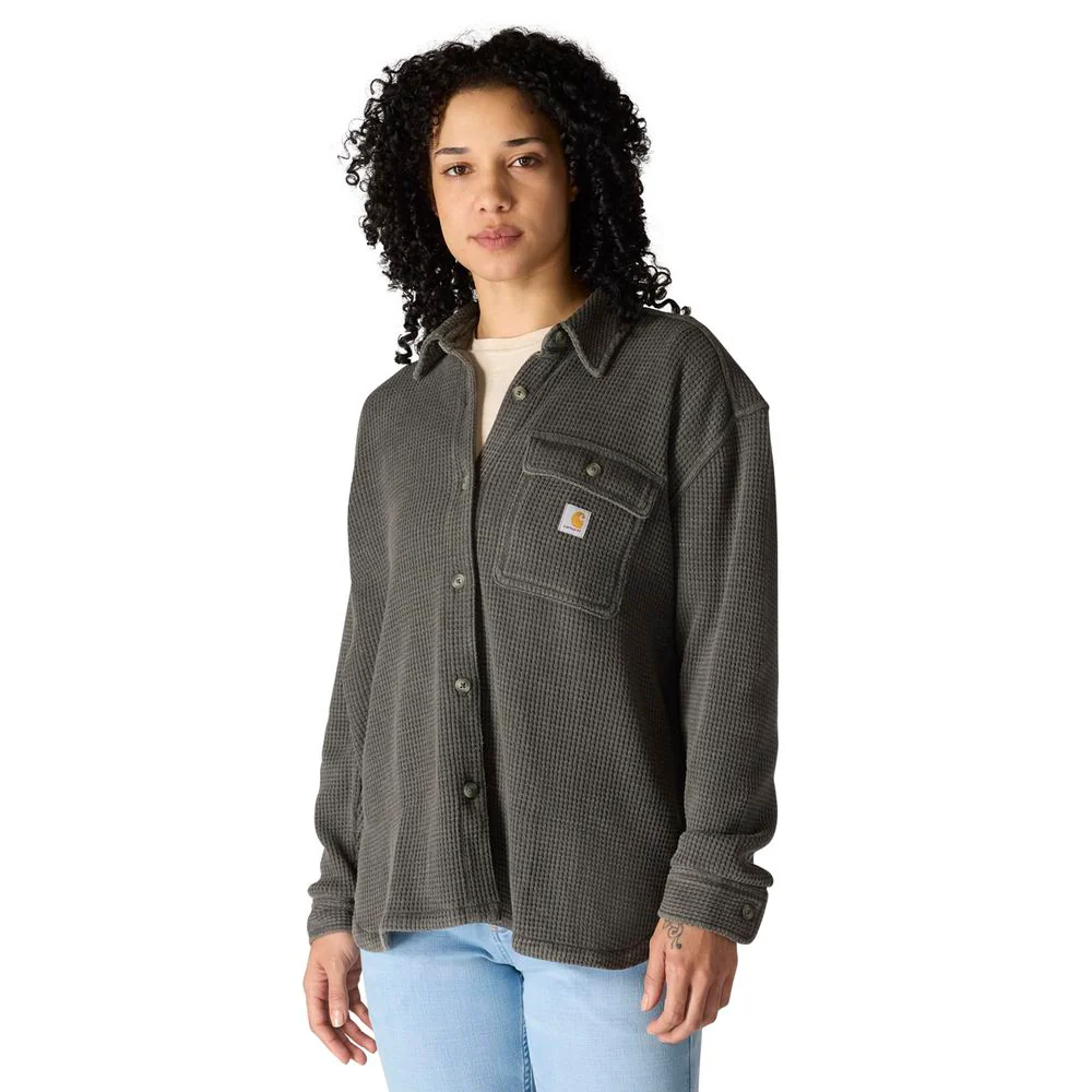 Carhartt Oversized-Fit Heavyweight Waffle Knit Long-Sleeve Shirt - Carbon Heather - 2X