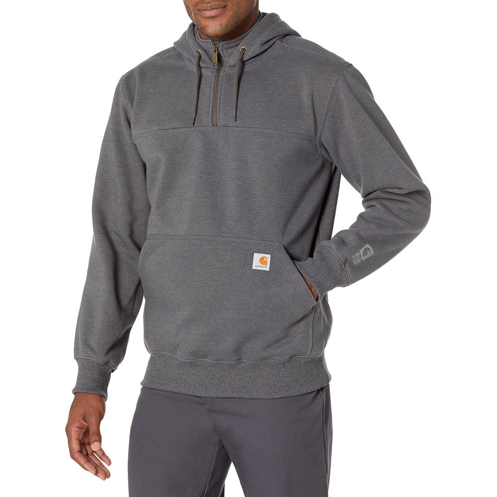Carhartt 608100617DS Rain Defender Loose-Fit Heavyweight Quarter-Zip Hoodie - Carbon Heather - LT