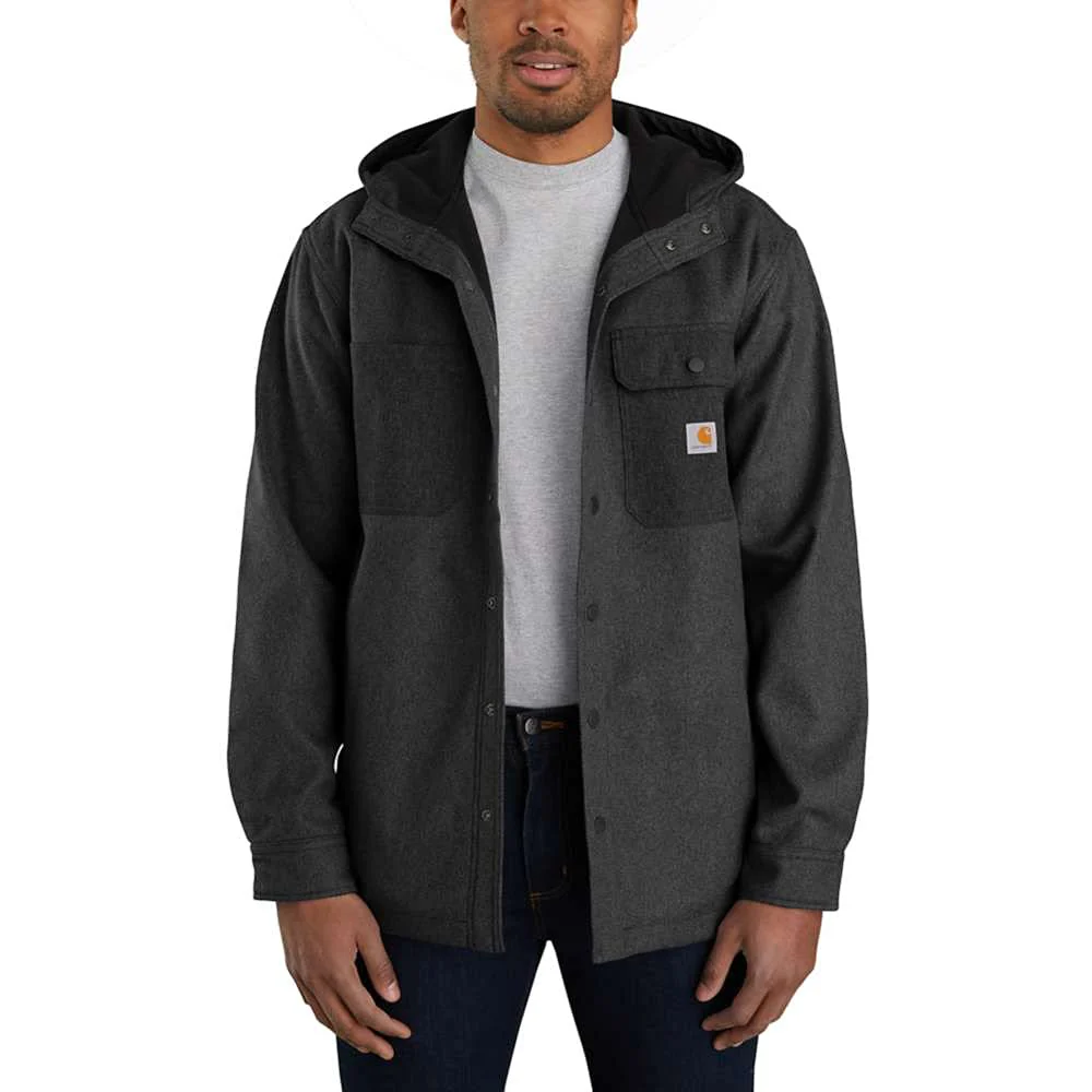 Carhartt 105022-BKH Rain Defender Relaxed-Fit Heavyweight Hooded Shirt Jac for Men - Black Heather - L