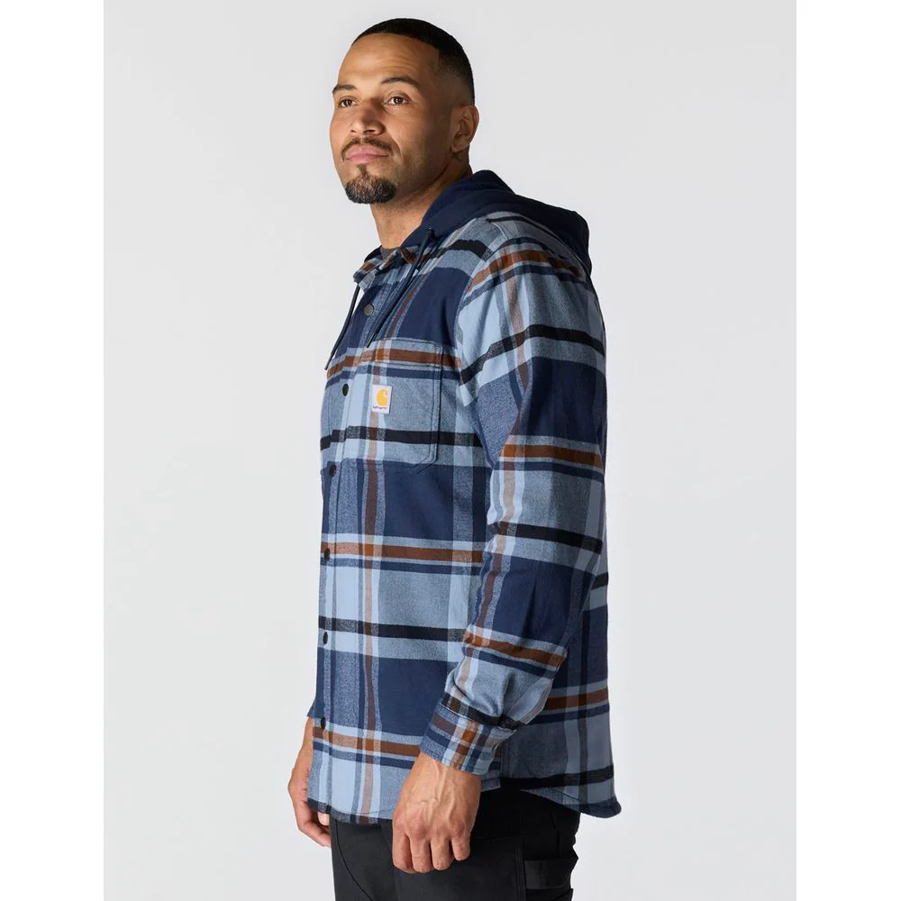 Carhartt 107011-I26 RF Relaxed Fit Flannel Lined Hooded Shirt Jacket for Men - Navy - XL - Image 2