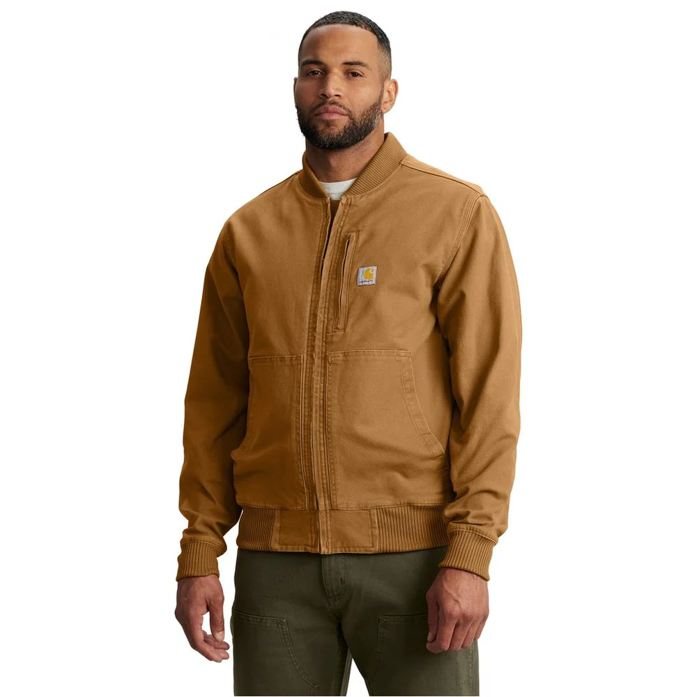 Carhartt Rugged Flex Duck Relaxed-Fit Bomber Jacket for Men, Carhartt Brown, Large, 106781