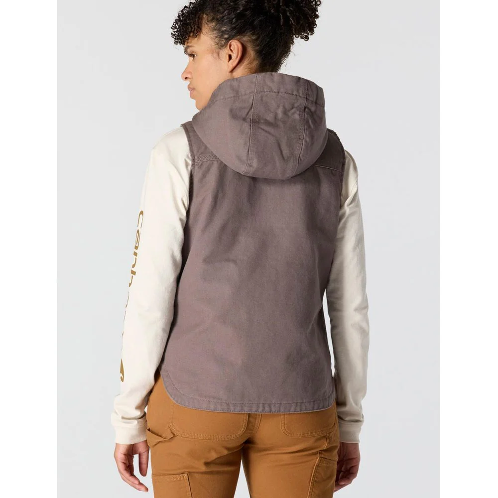 Carhartt Washed Duck Insulated Hooded Vest for Ladies - Taupe Gray - M - Image 3