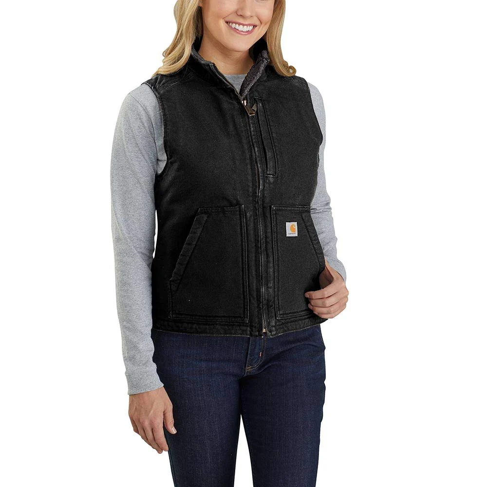 Carhartt Women's Relaxed Fit Sherpa-Lined Mock-Neck Vest, Black, Medium, 12-Ounce Cotton Duck, 104224-BLK - Image 3
