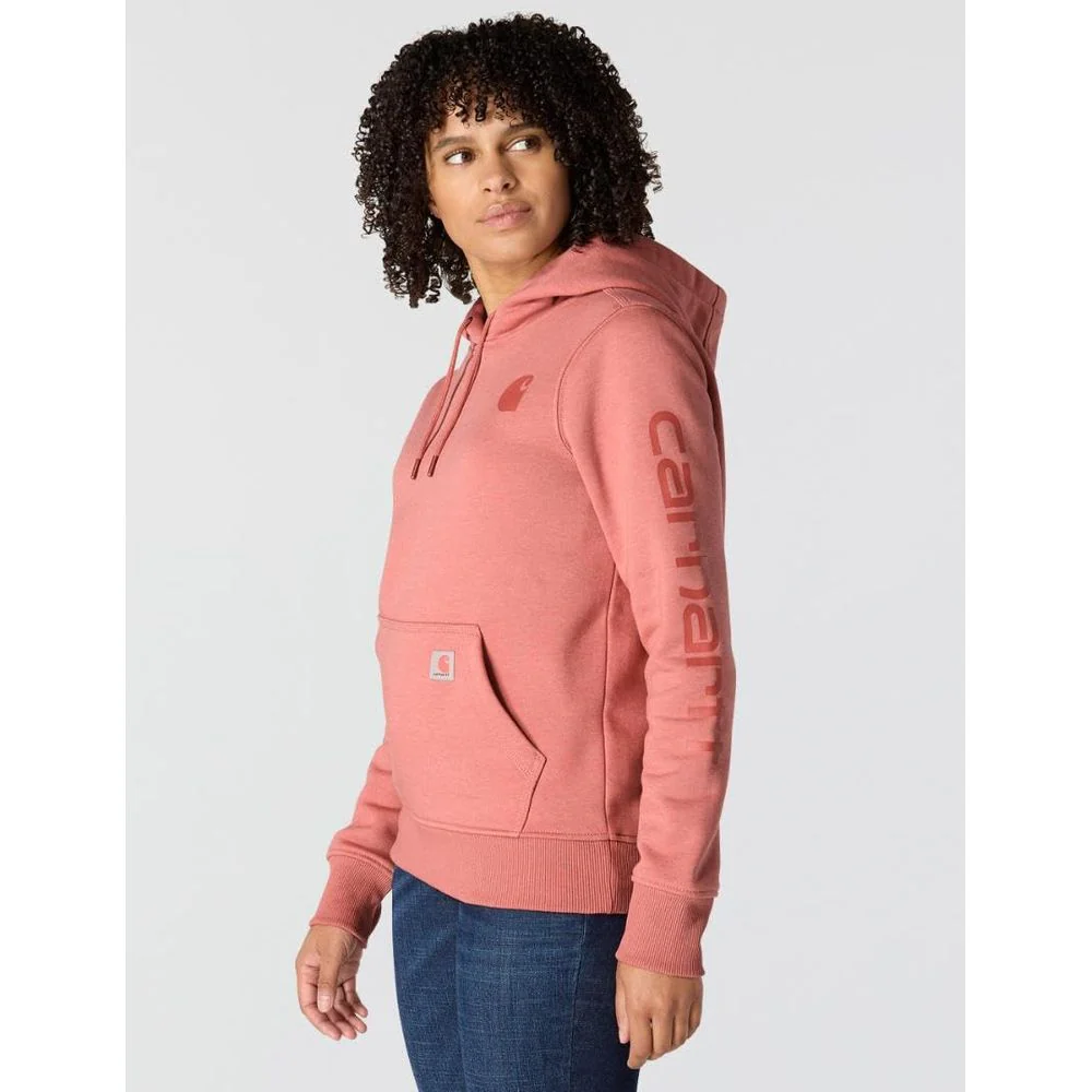 Carhartt Women's Relaxed Fit Midweight Logo Sleeve Graphic Sweatshirt, Dusty Cedar Heather, Large, 102791-RD0 - Image 2