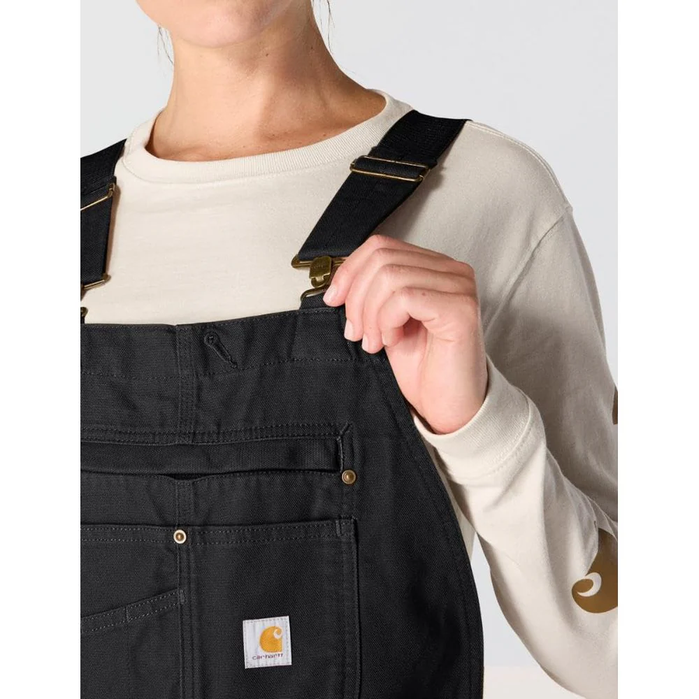 Carhartt Women's Relaxed Fit Washed Duck Insulated Bib Overalls, Black, X-Large, Cotton, Quilt Lined, 104049 - Image 4