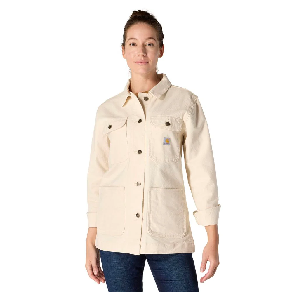 Carhartt Women's Rugged Flex Loose Fit Canvas Chore Coat, Undyed Ecru, Medium, 106812