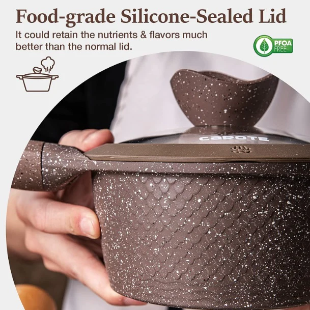 Carote A01657 Granite Nonstick Cookware Sets, Brown Granite, 10 Pcs - Image 3