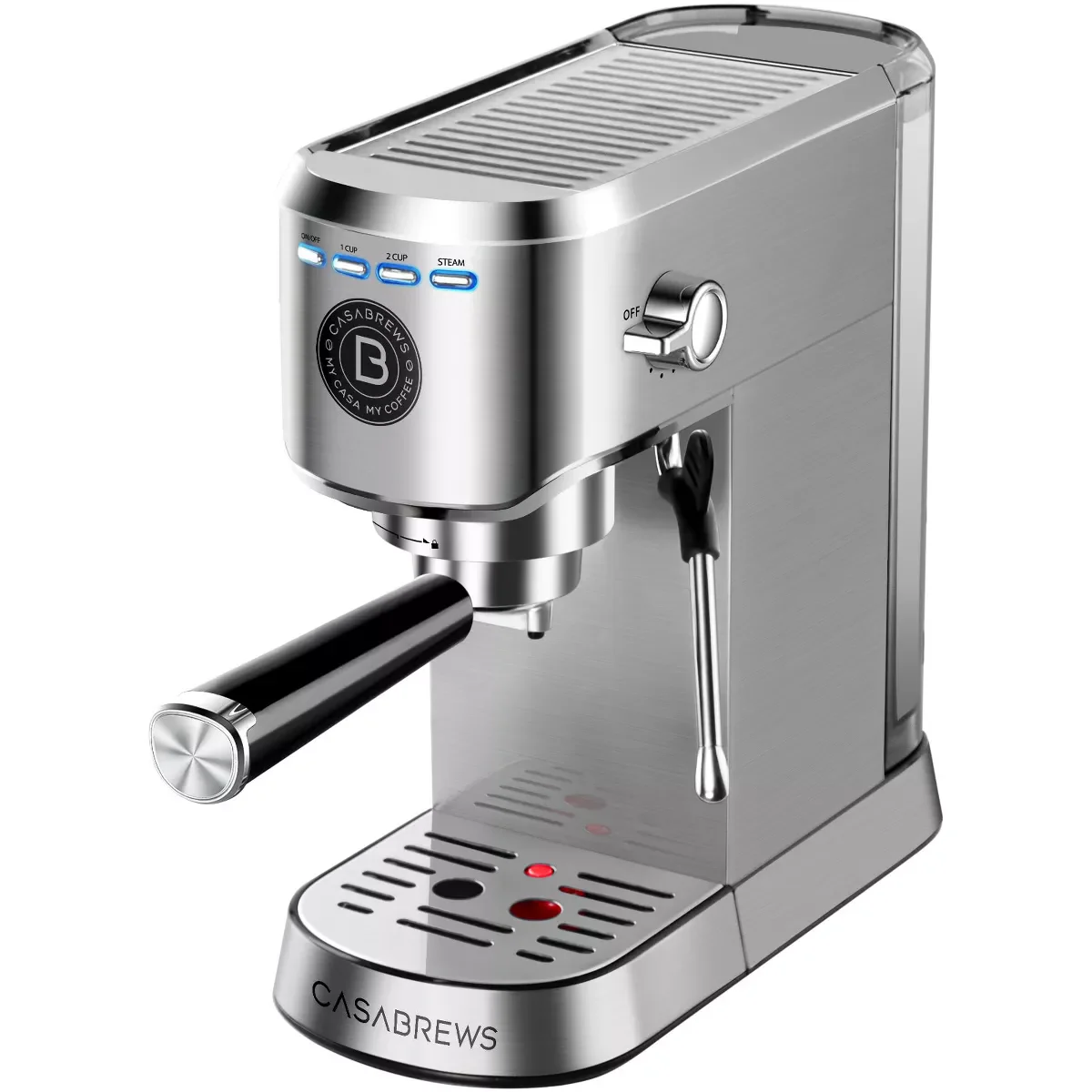 Casabrews CM5418BASIC 20 Bar Espresso Machine with Milk Frothing System, Stainless Steel, Silver - Image 3