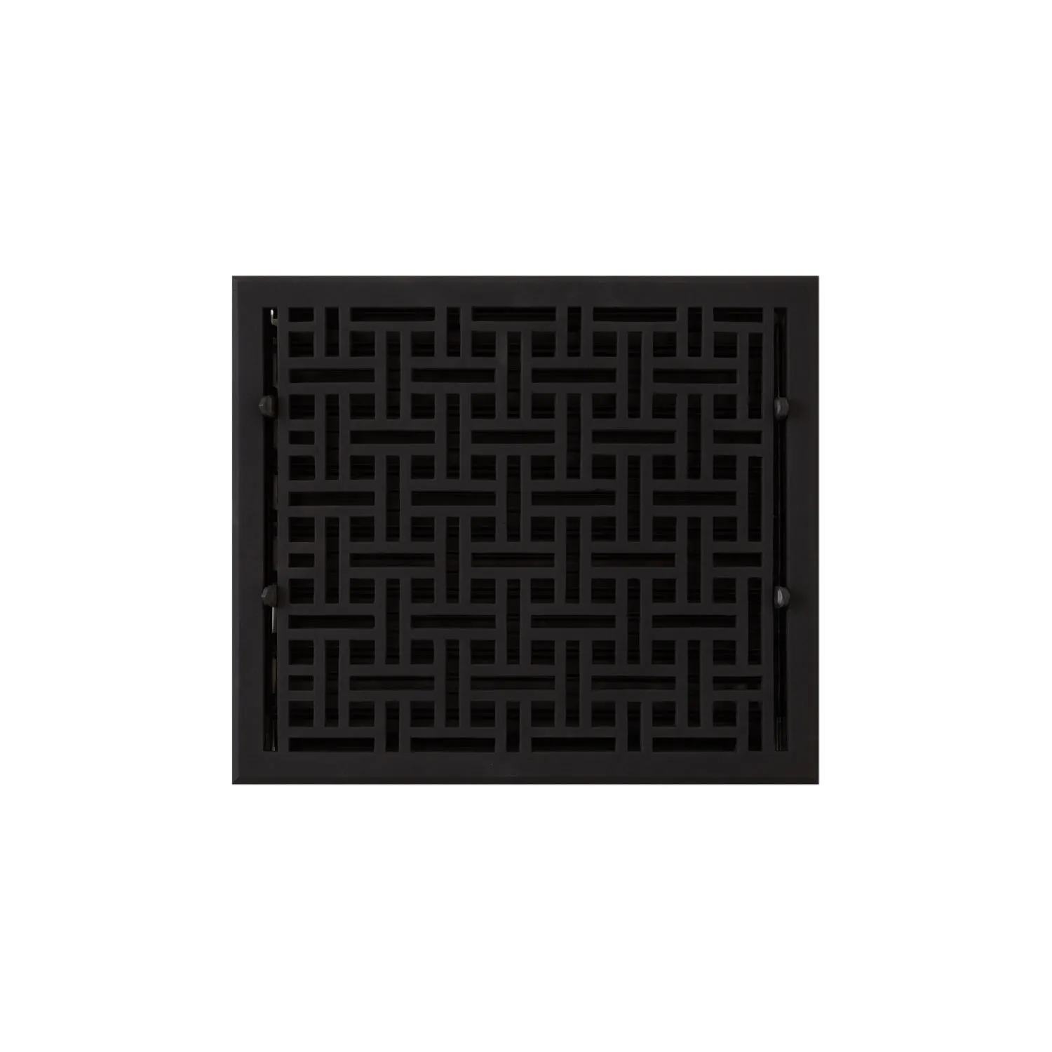 Cast Iron Monarch Design Floor Register With Louvers - 12" x 14" - Black Powder Coat