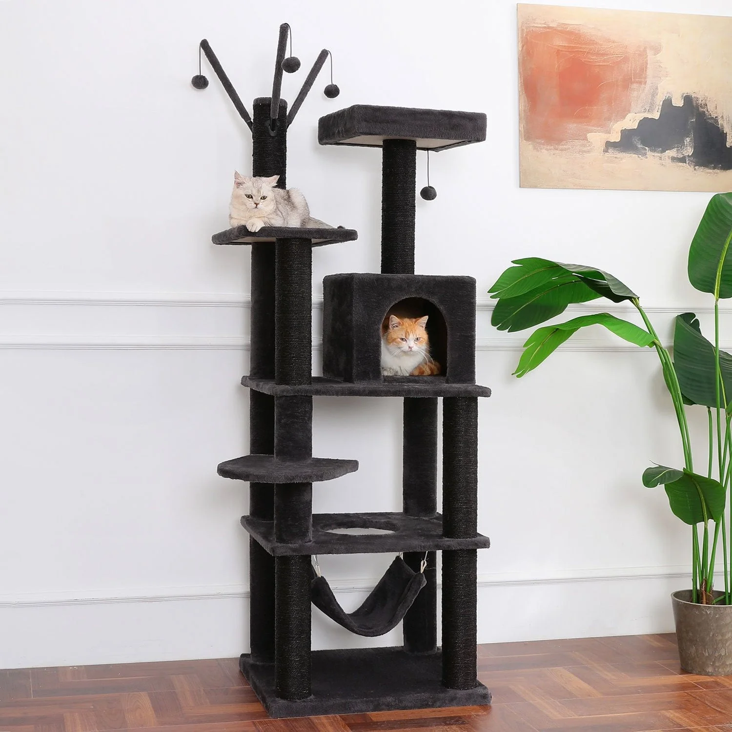 Cat Craft Multi-Functional Cat Tower, 73.6 in., Dark Grey - Image 3