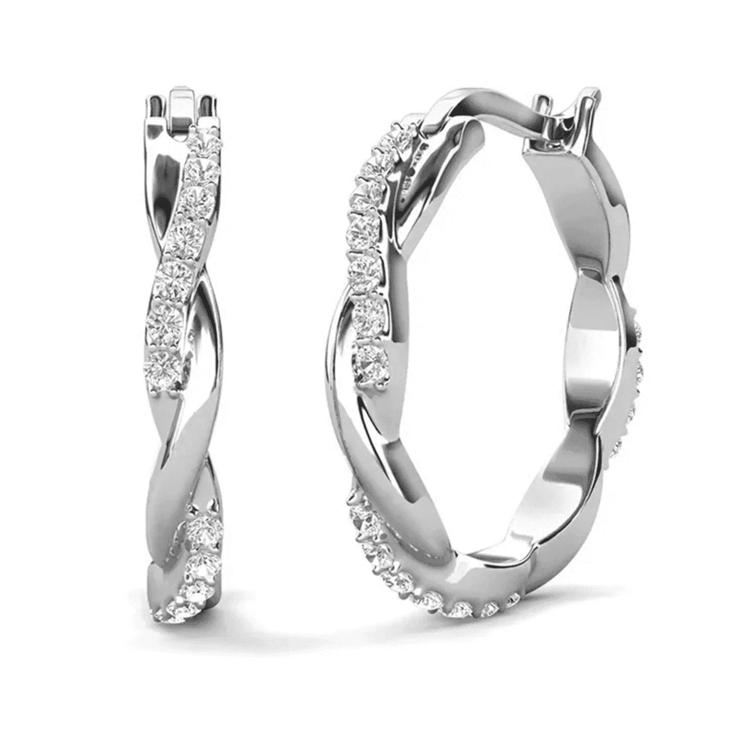 Cate & Chloe CCDE22237ER-WG Lauren 18k White Gold Plated 22mm Hoop Earrings with Swarovski Crystals for Women - Image 4