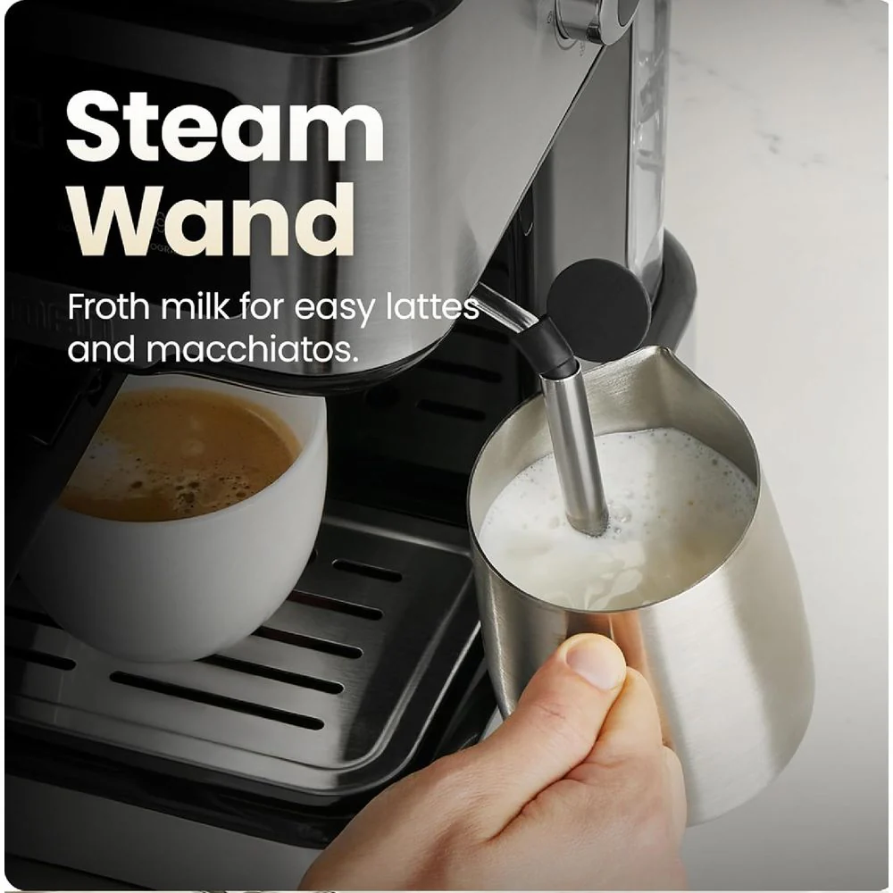 Chefman RJ54-SS-15-D-AM CraftBrew Espresso Machine, 15-Bar Pump Digital Espresso Maker W/Steam Wand for Latte & Cappuccino, Compact Espresso Coffee Machine W/ 1.5L Re - Image 3