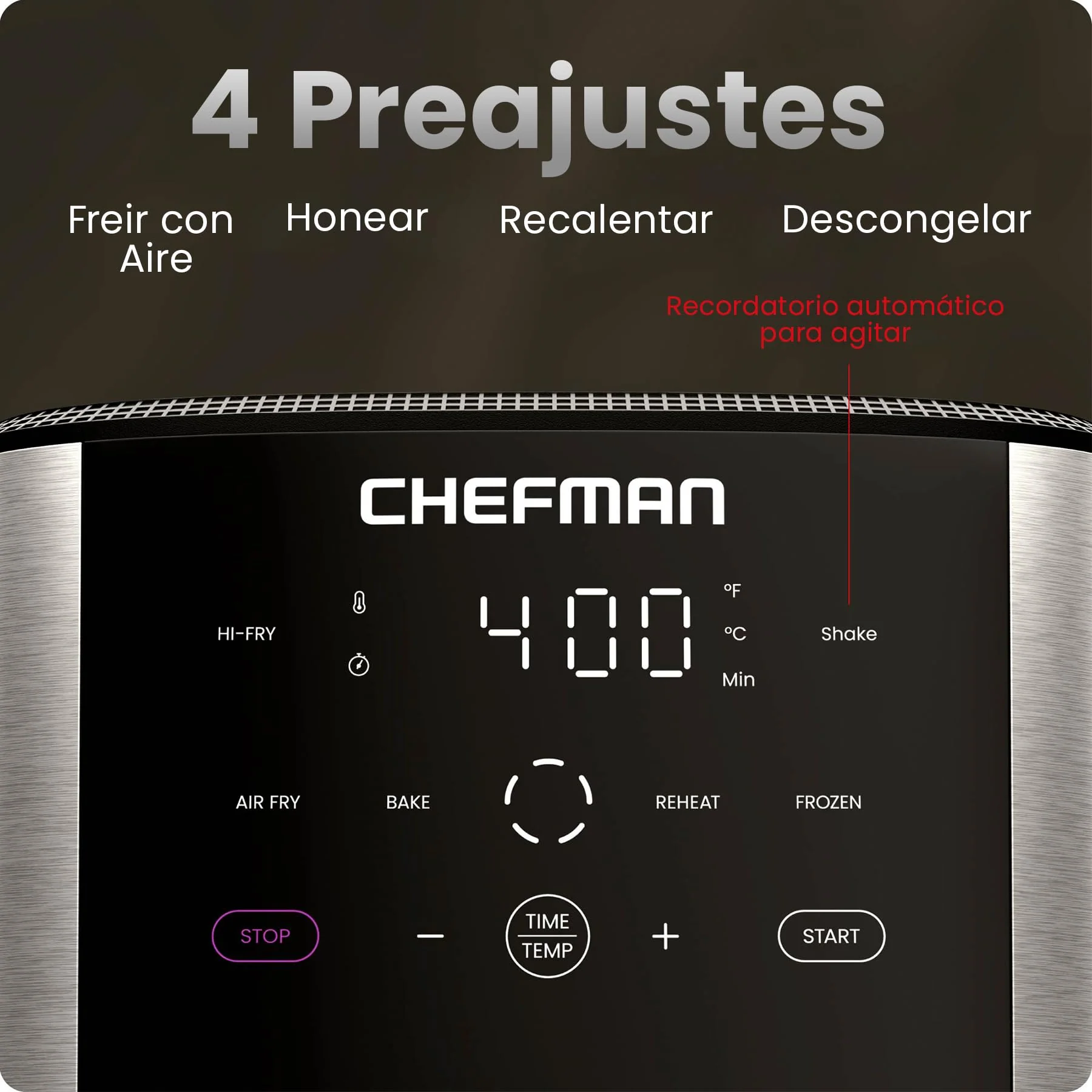 Chefman TurboFry 6-Quart Digital Air Fryer with Touch Controls, 4 Cooking Functions, Stainless Steel, RJ38-SS-6T-WM - Image 3