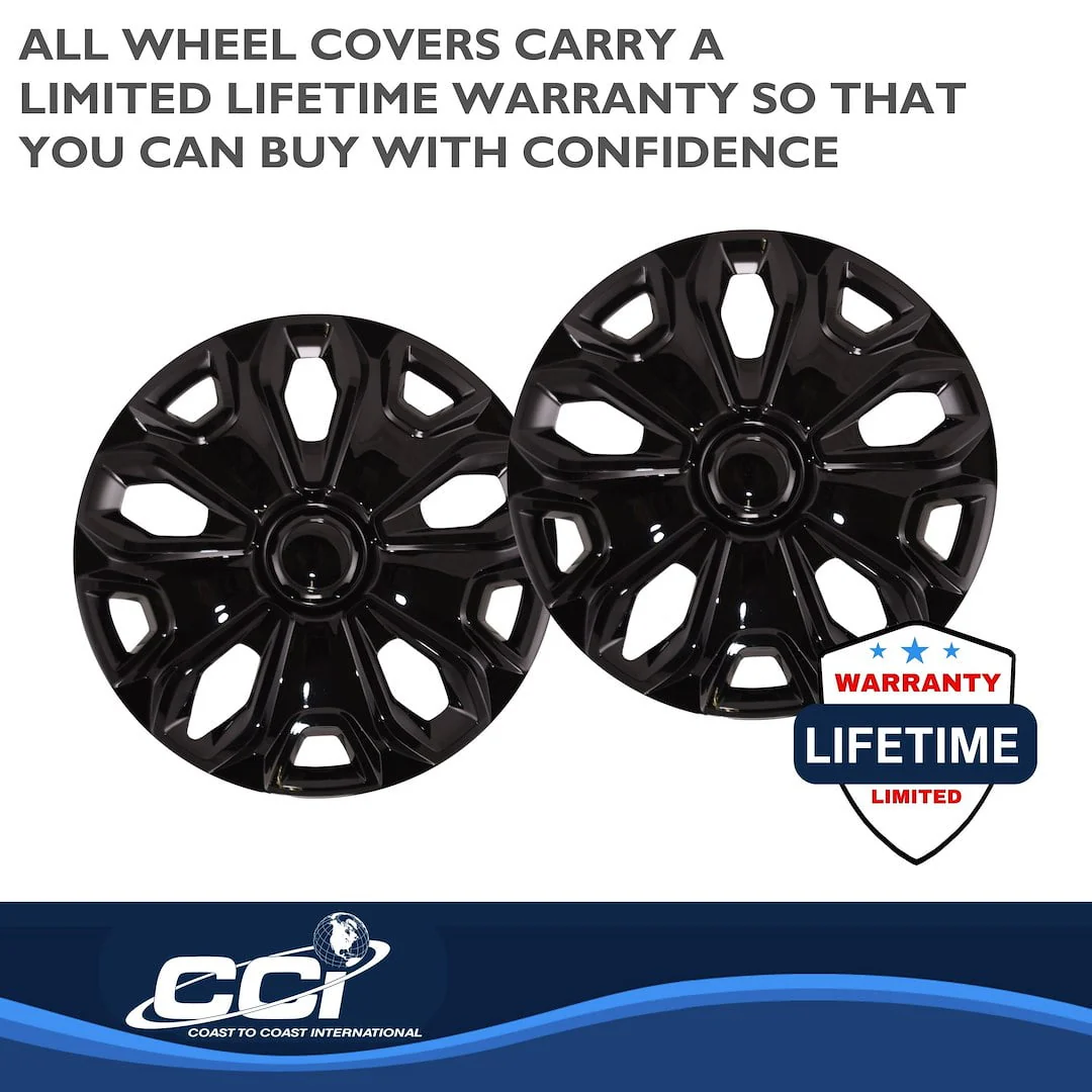 Coast To Coast 16 Inch Wheel Cover, 5 Split Spoke, Gloss Black, Automotive Grade ABS Plastic, Set of 4, Bolt-On Installation, IWC51216BLK - Image 3